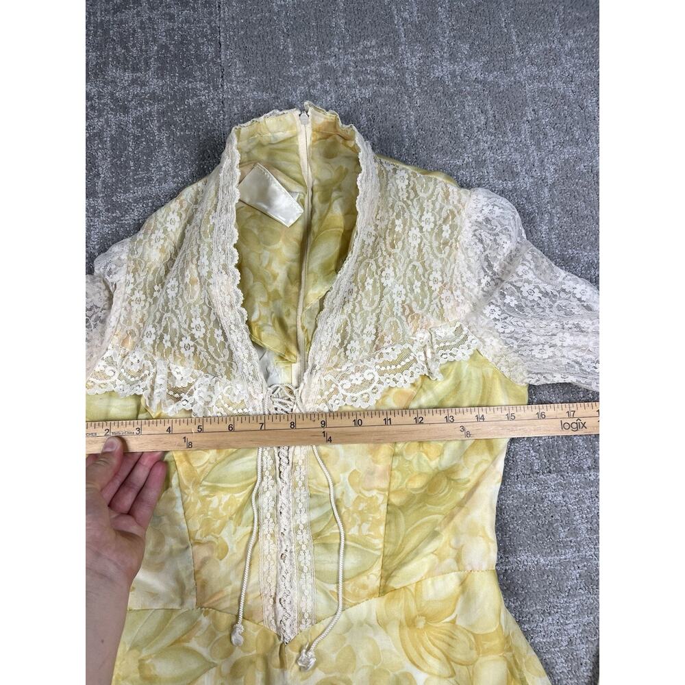 Vintage 1970s Gunne Sax Formal Prairie Dress Cottage Boho Lace Ruffle Dress - Picture 7 of 8